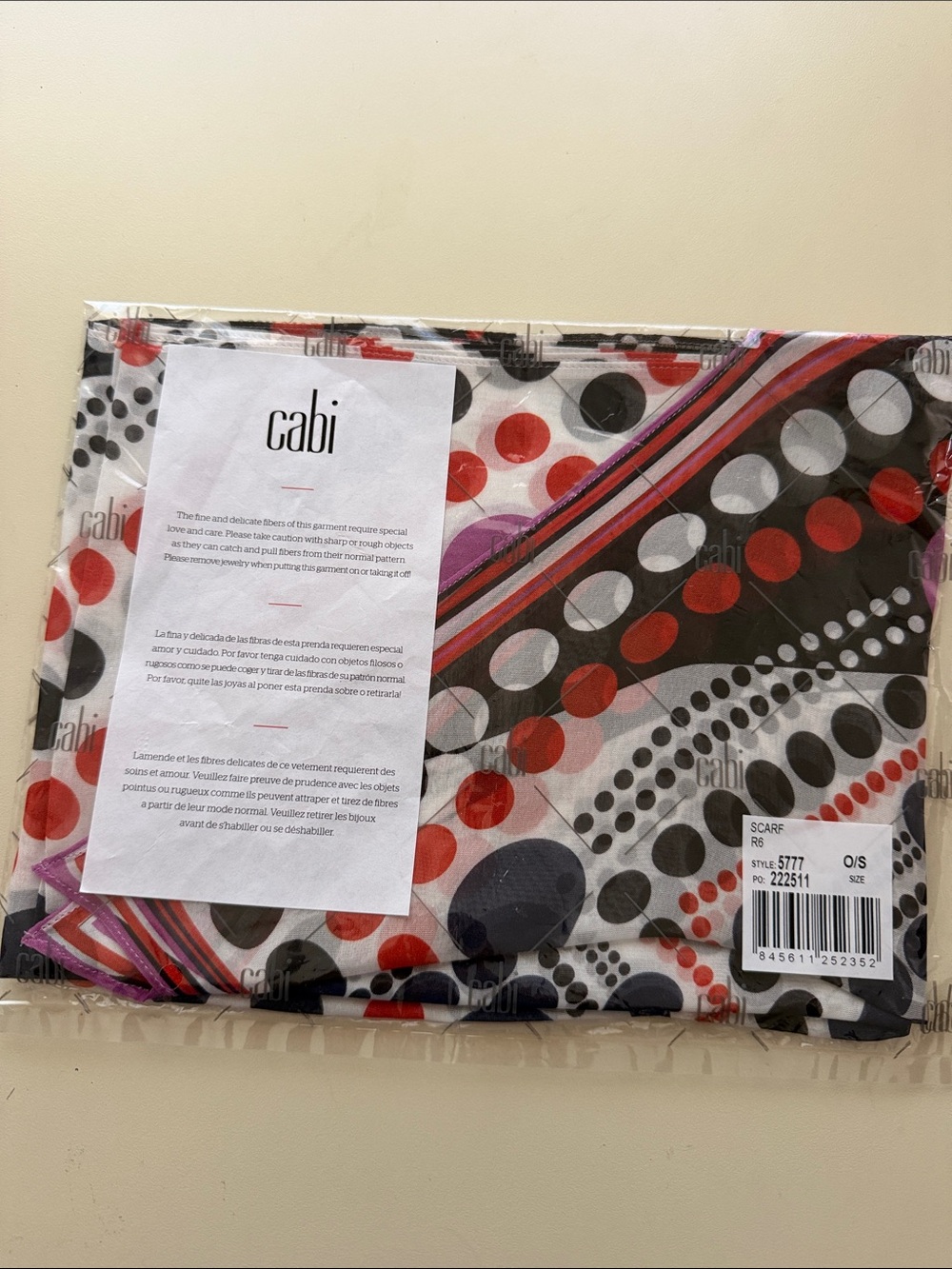 CAbi Polka Dot & Stripe Scarf in Red, Black, White